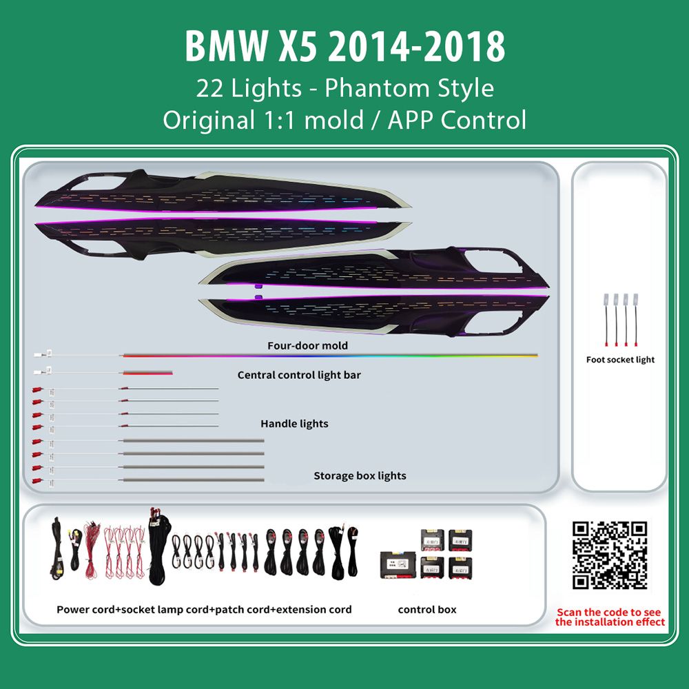 DIQ AMBIENT BMW X5 BM05M (Digital iQ Ambient Light for BMW X5 (F15) mod. 2014-2018 with 22 Lights