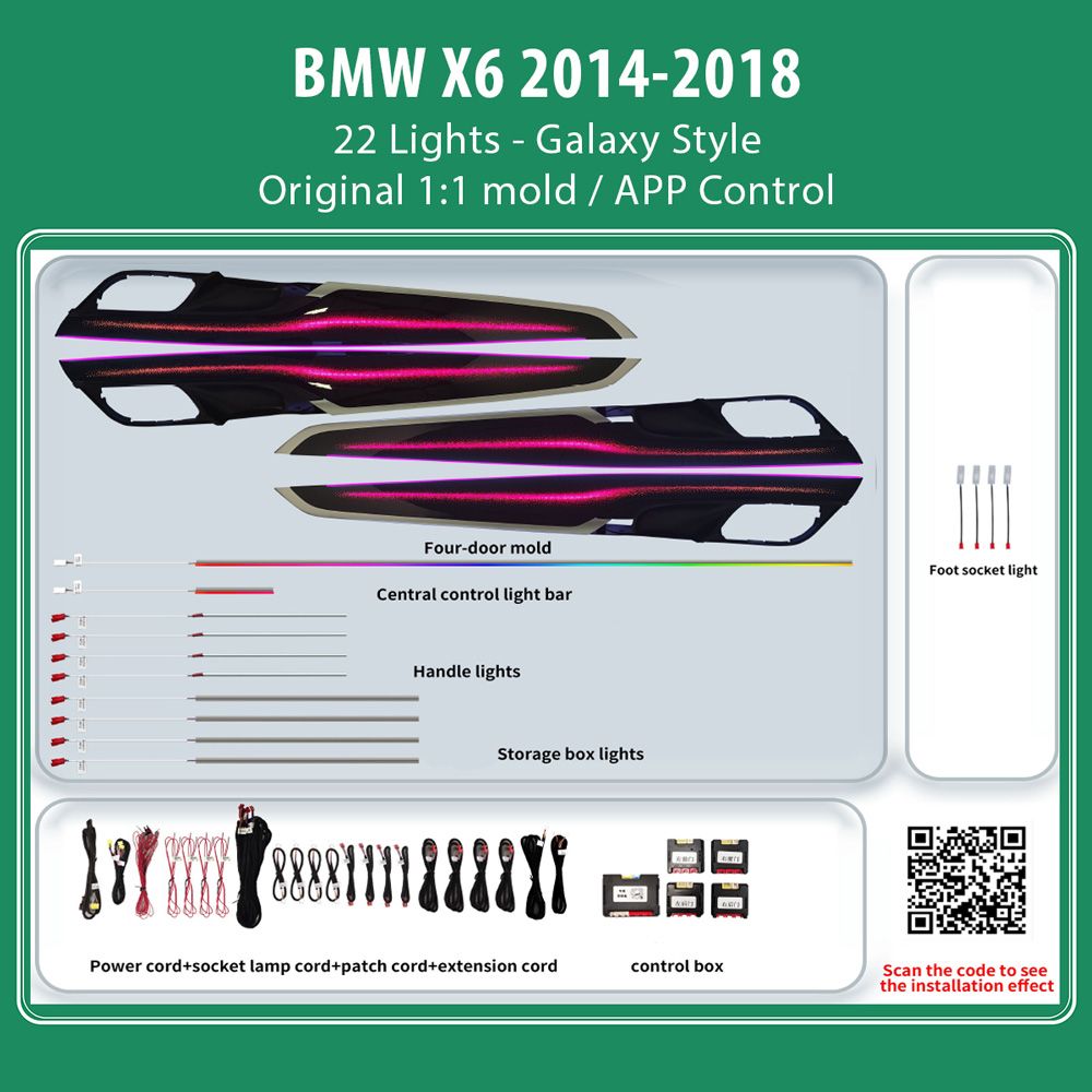 DIQ AMBIENT BMW X6 BM12Υ (Digital iQ Ambient Light for BMW X6 (F16) mod. 2014-2018 with 22 Lights