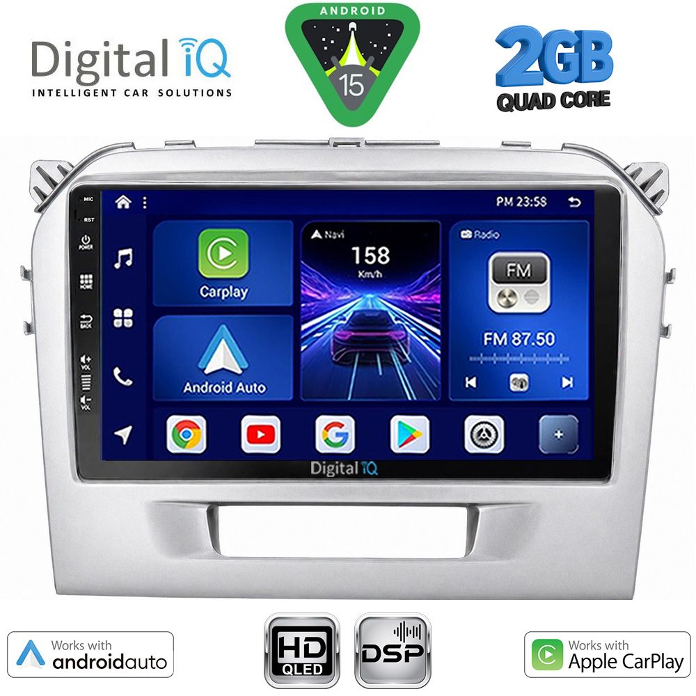 DIGITAL IQ BXC 3697SL_CPAA (9inc) MULTIMEDIA TABLET for SUZUKI VITARA mod. 2016-2025 (SILVER)