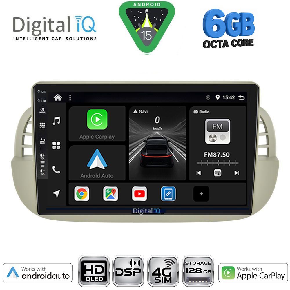 DIGITAL IQ BXF 17130BG_CPAA (9inc) MULTIMEDIA TABLET for FIAT 500 mod. 2007-2015 (BEIGE)