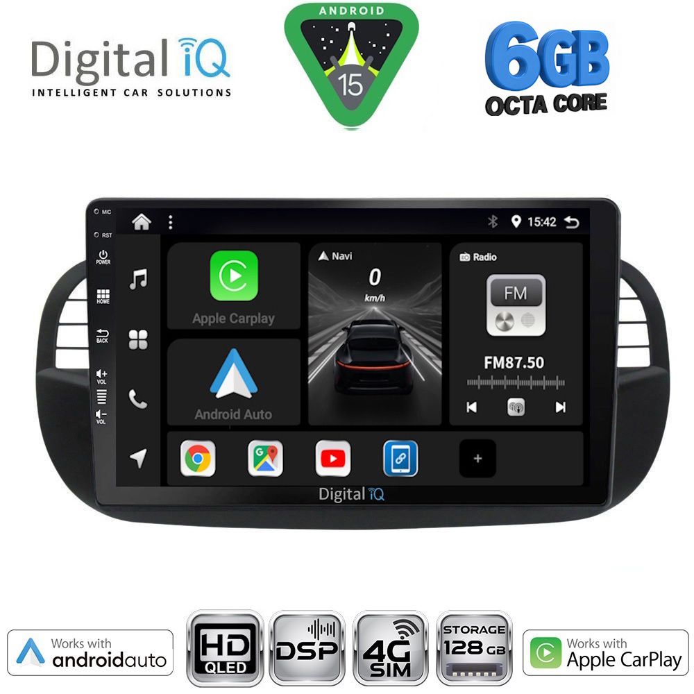 DIGITAL IQ BXF 17130BL_CPAA (9inc) MULTIMEDIA TABLET for FIAT 500 mod. 2007-2015 (BLACK)