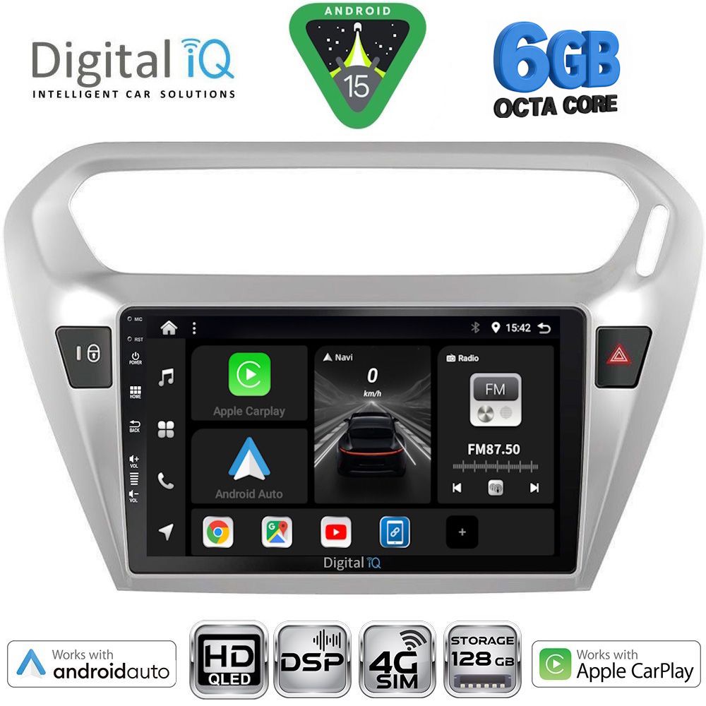 DIGITAL IQ BXF 17511SL_CPAA (9inc) MULTIMEDIA TABLET for CITROEN ELYSEE – PEUGEOT 301 mod. 2013-2026 (SILVER)
