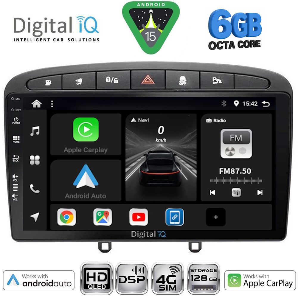 DIGITAL IQ BXF 17513BL_CPAA (9inc) MULTIMEDIA TABLET for PEUGEOT 308 mod. 2007-2012 - RCZ mod. 2009-2015 (BLACK)