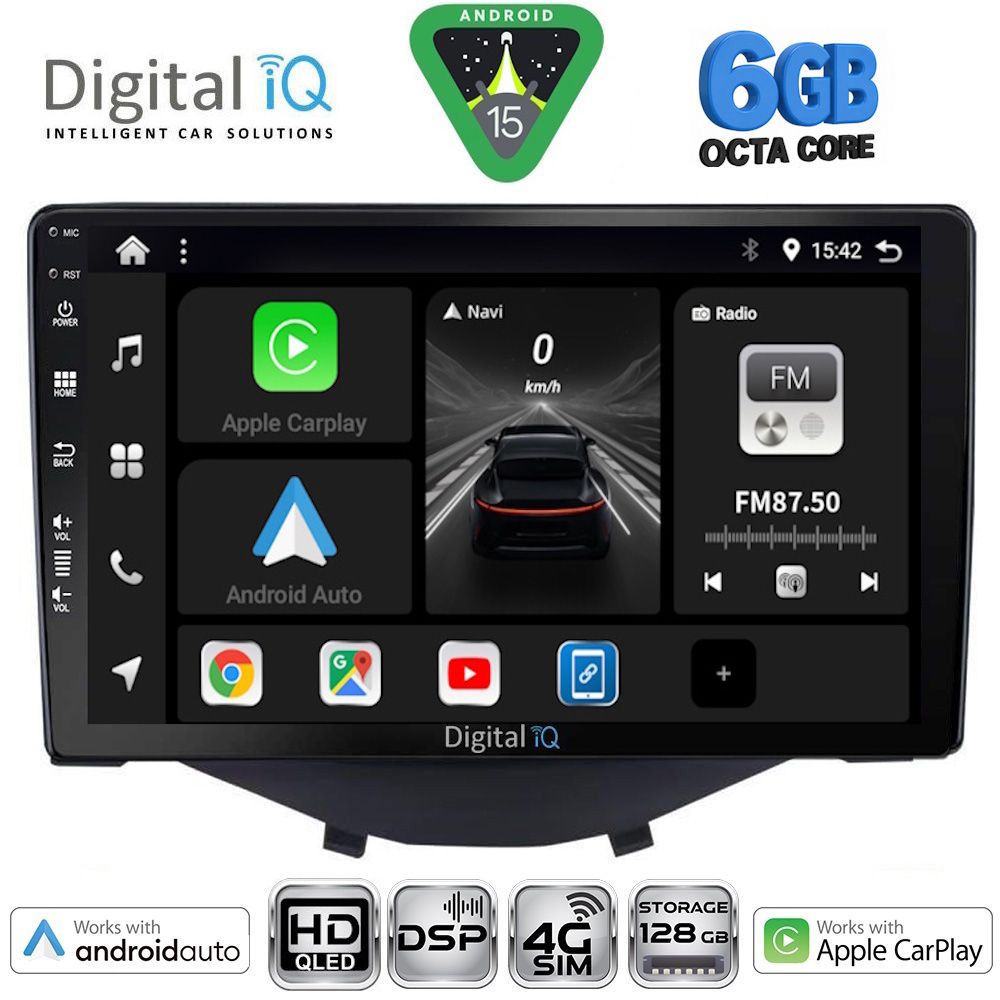 DIGITAL IQ BXF 17715_CPAA CLIMA-A/C (9inc) MULTIMEDIA TABLET for CITROEN C1-PEUGEOT 108-TOYOTA AYGO mod. 2014-2022
