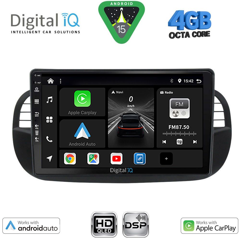 DIGITAL IQ BXF 16130BL_CPAA (9inc) MULTIMEDIA TABLET for FIAT 500 mod. 2007-2015 (BLACK)