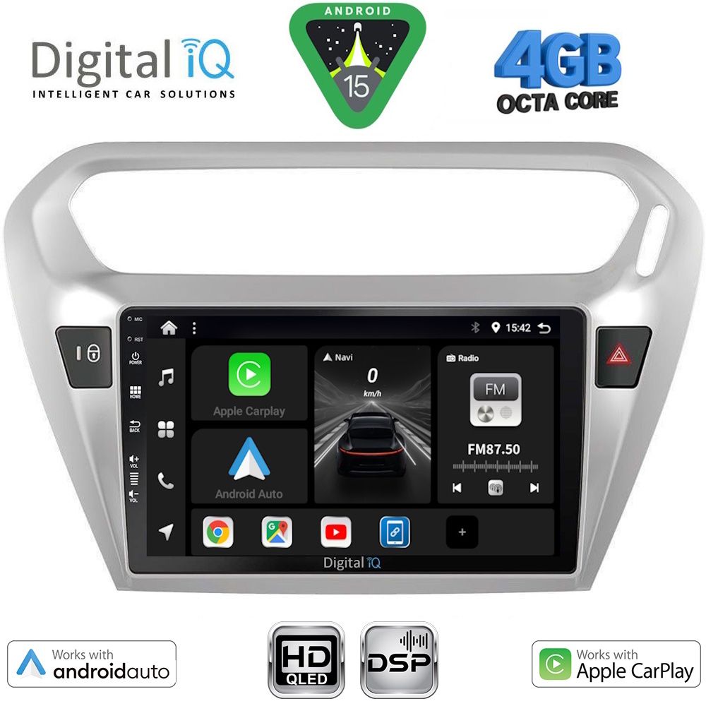 DIGITAL IQ BXF 16511SL_CPAA (9inc) MULTIMEDIA TABLET for CITROEN ELYSEE – PEUGEOT 301 mod. 2013-2026 (SILVER)