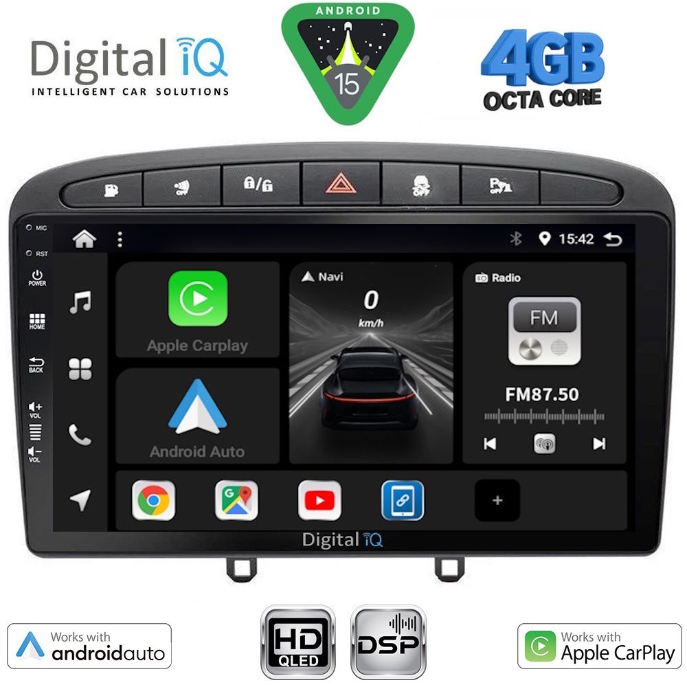 DIGITAL IQ BXF 16513BL_CPAA (9inc) MULTIMEDIA TABLET for PEUGEOT 308 mod. 2007-2012 - RCZ mod. 2009-2015 (BLACK)