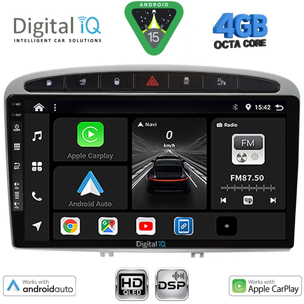 DIGITAL IQ BXF 16513SL_CPAA (9inc) MULTIMEDIA TABLET for PEUGEOT 308 mod. 2007-2012 - RCZ mod. 2009-2015 (SILVER)