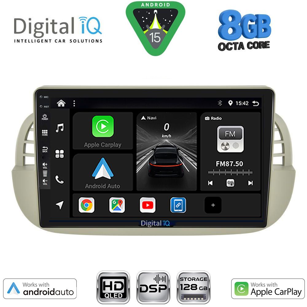DIGITAL IQ BXF 7130BG_CPAA (9inc) MULTIMEDIA TABLET for FIAT 500 mod. 2007-2015 (BEIGE)