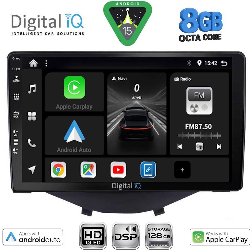 DIGITAL IQ BXF 7715_CPAA CLIMA-A/C (9inc) MULTIMEDIA TABLET for CITROEN C1-PEUGEOT 108-TOYOTA AYGO mod. 2014-2024