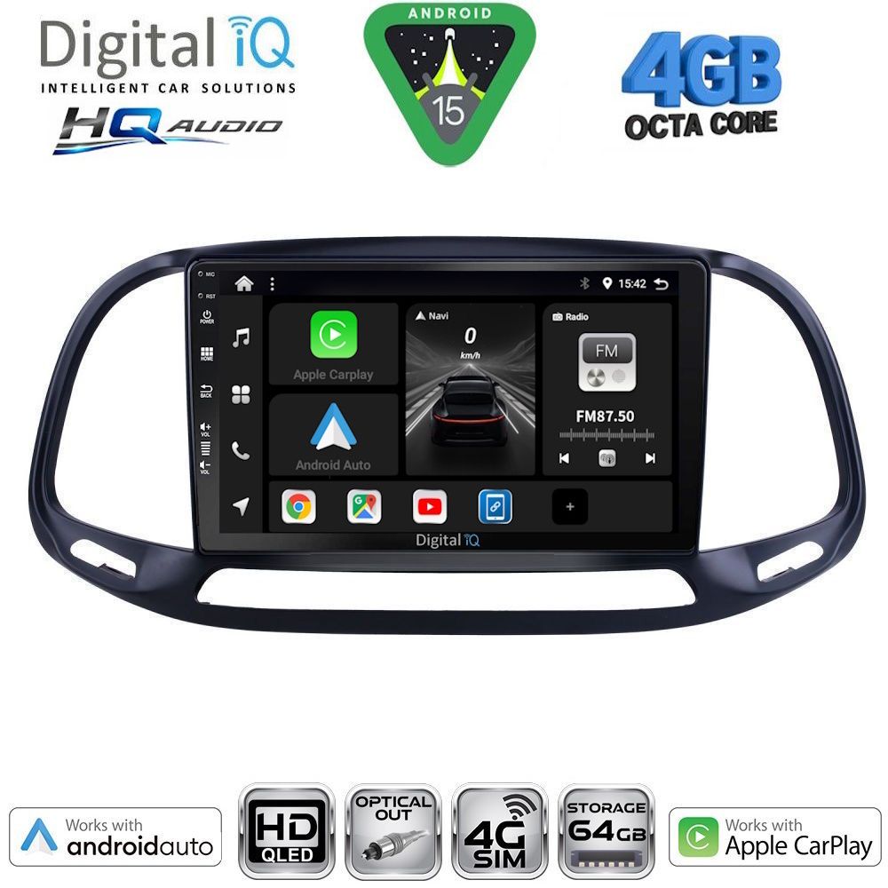DIGITAL IQ BXK 19138_CPAA (9inc) MULTIMEDIA TABLET for FIAT DOBLO – OPEL COMBO mod. 2015-2018