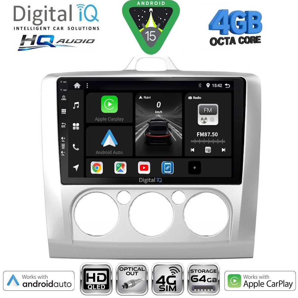 DIGITAL IQ BXK 19156SL_CPAA A/C (9inc) MULTIMEDIA TABLET for FORD FOCUS mod. 2005-2012 (SILVER)