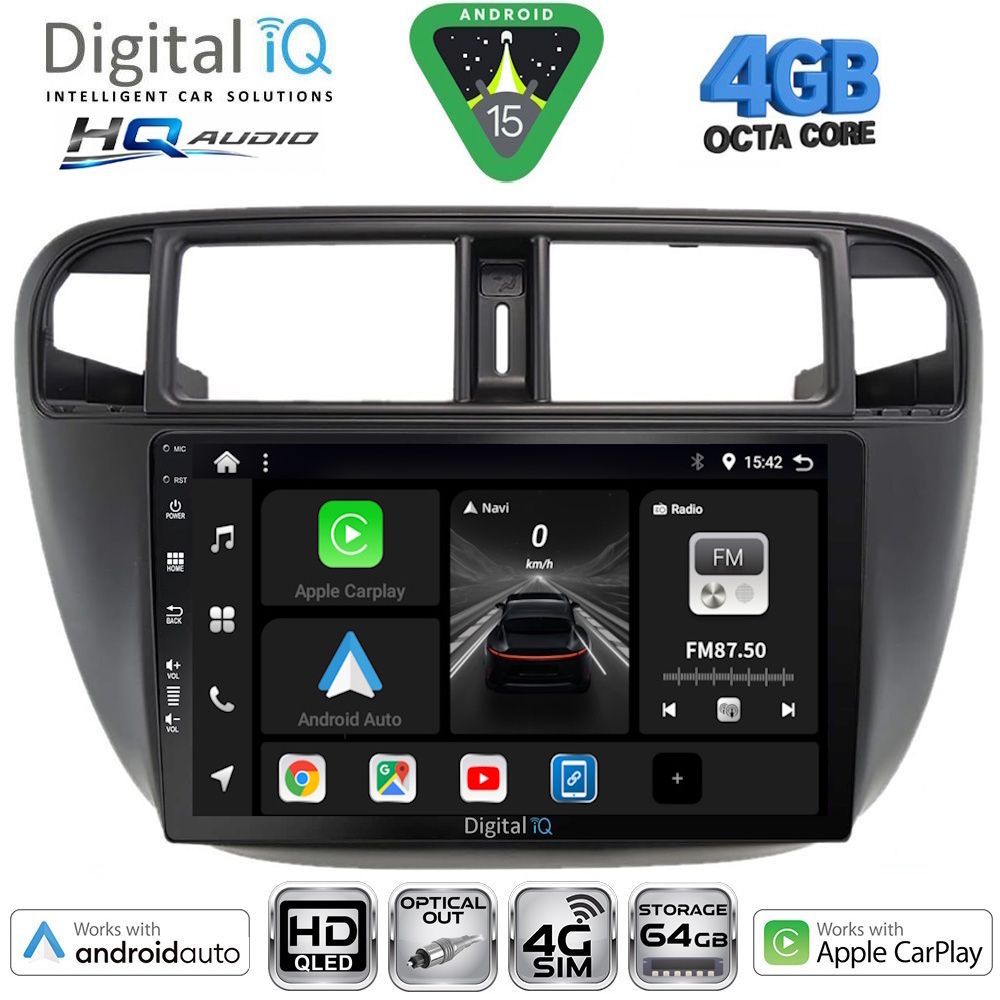 DIGITAL IQ BXK 19186_CPAA A/C (9inc) MULTIMEDIA TABLET for HONDA CIVIC mod. 1995-2001