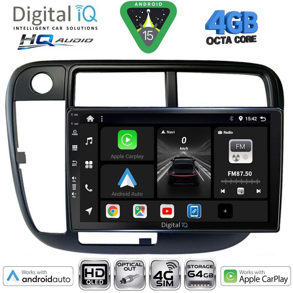 DIGITAL IQ BXK 19186_CPAA CLIMA (9inc) MULTIMEDIA TABLET for HONDA CIVIC mod. 1995-2001