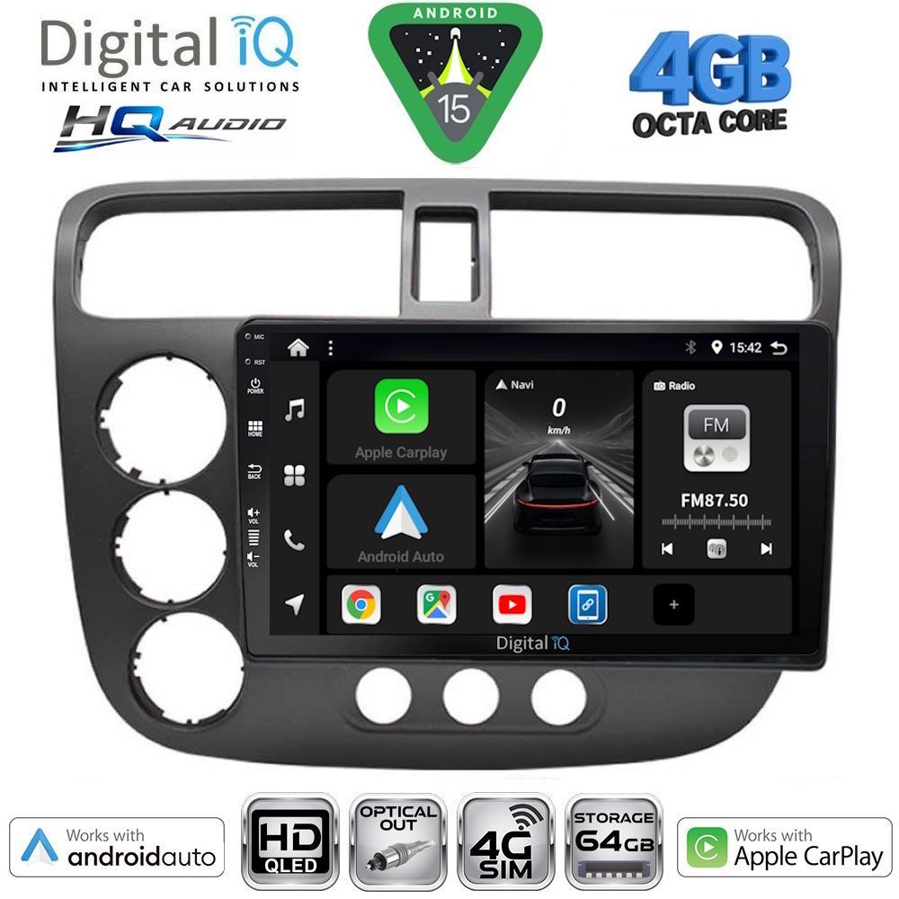 DIGITAL IQ BXK 19187_CPAA (9inc) MULTIMEDIA TABLET for HONDA CIVIC 4D mod. 2001-2006