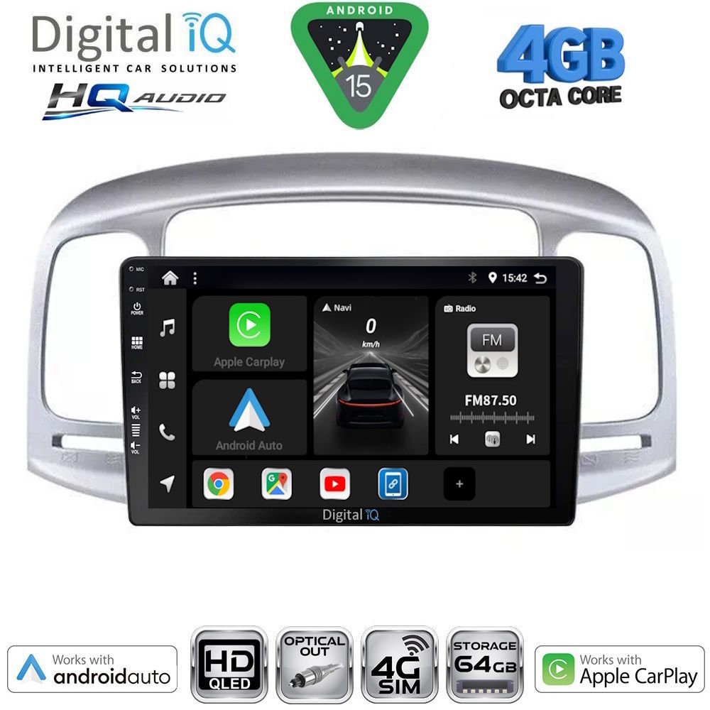 DIGITAL IQ BXK 19249SL_CPAA (9inc) MULTIMEDIA TABLET for HYUNDAI ACCENT mod. 2005-2012 (SILVER)