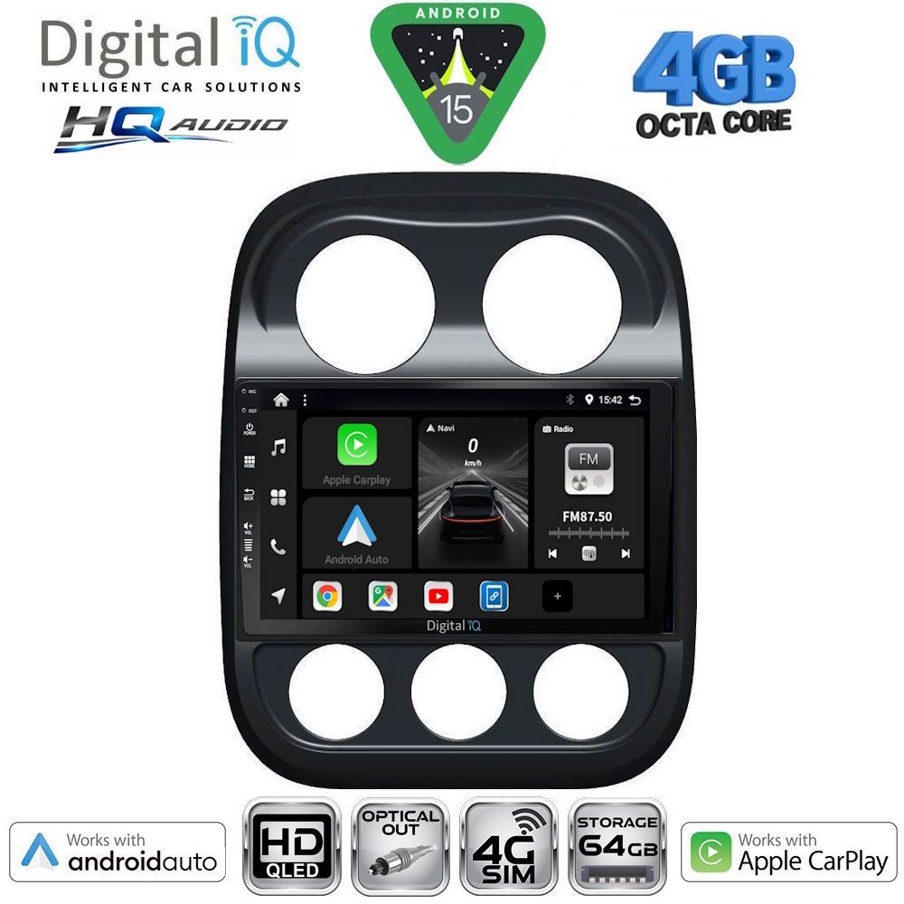 DIGITAL IQ BXK 19277_CPAA (10inc) MULTIMEDIA TABLET for JEEP COMPASS - PATRIOT mod. 2007-2016