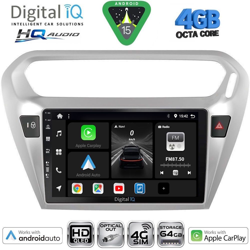 DIGITAL IQ BXK 19511SL_CPAA (9inc) MULTIMEDIA TABLET for CITROEN ELYSEE – PEUGEOT 301 mod. 2013-2026 (SILVER)