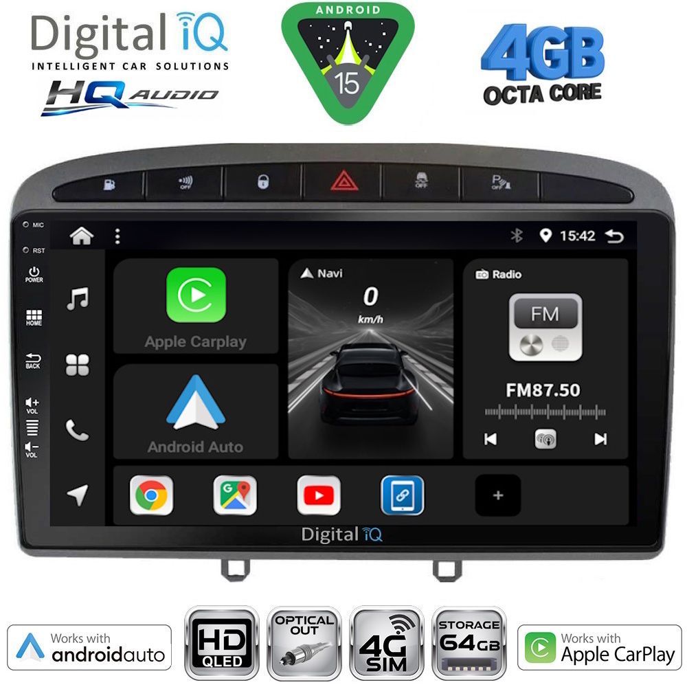 DIGITAL IQ BXK 19513GR_CPAA (9inc) MULTIMEDIA TABLET for PEUGEOT 308 mod.2007-2012 - RCZ mod.2009-2015 (GREY)
