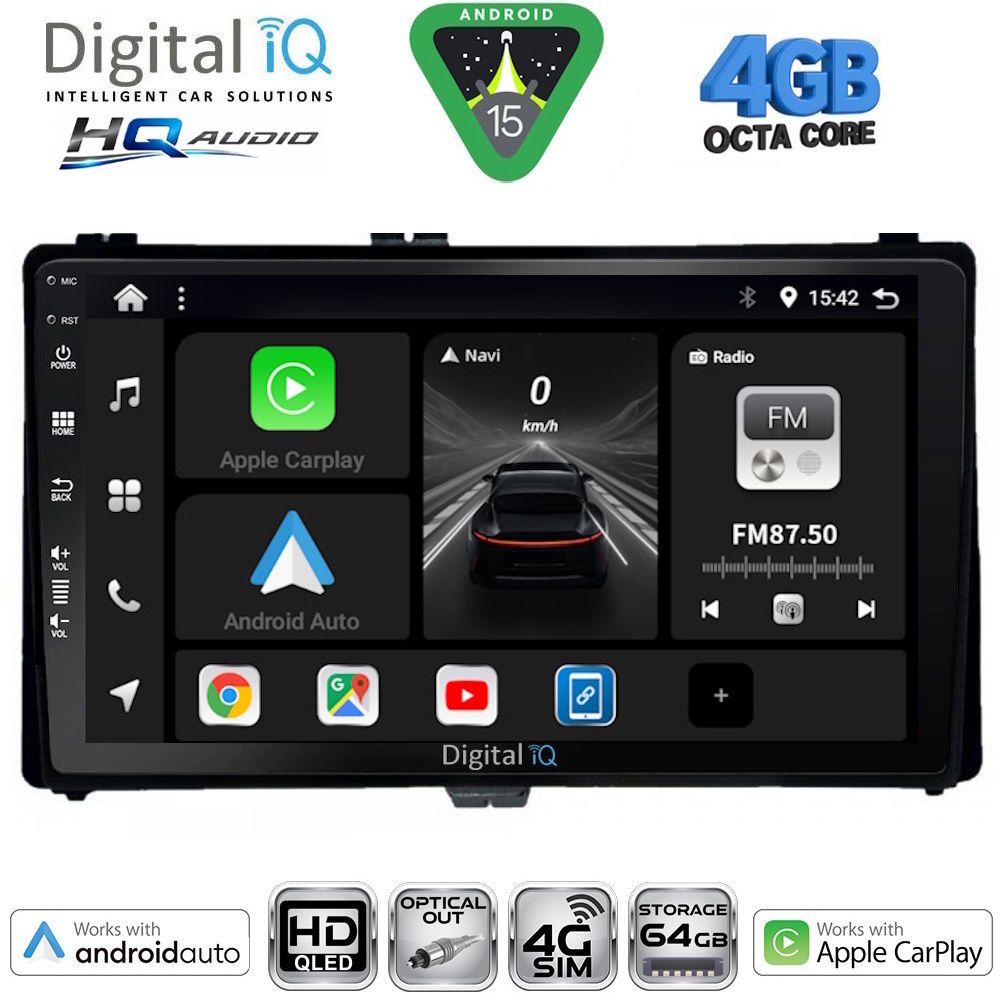 DIGITAL IQ BXK 19703_CPAA (9inc) MULTIMEDIA TABLET for TOYOTA AURIS mod. 2015-2021 – AYGO X mod. 2022-2026 – COROLLA mod. 2017-2019