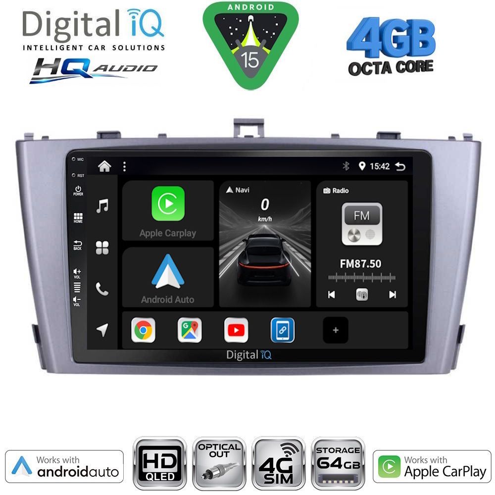 DIGITAL IQ BXK 19705SL_CPAA (9inc) MULTIMEDIA TABLET for TOYOTA AVENSIS (T27) mod. 2009-2015 (SILVER)