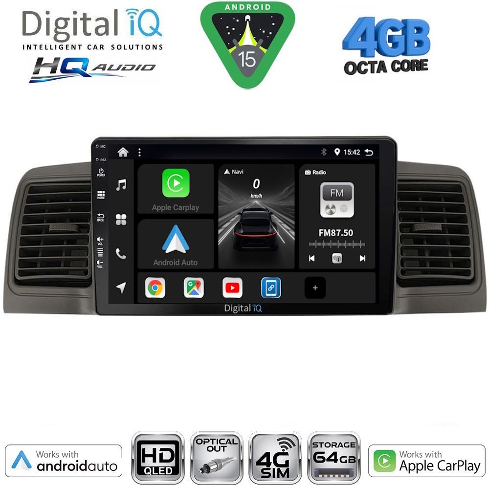 DIGITAL IQ BXK 19712GR_CPAA (9inc) MULTIMEDIA TABLET for TOYOTA COROLLA mod. 2001-2006 (GREY)