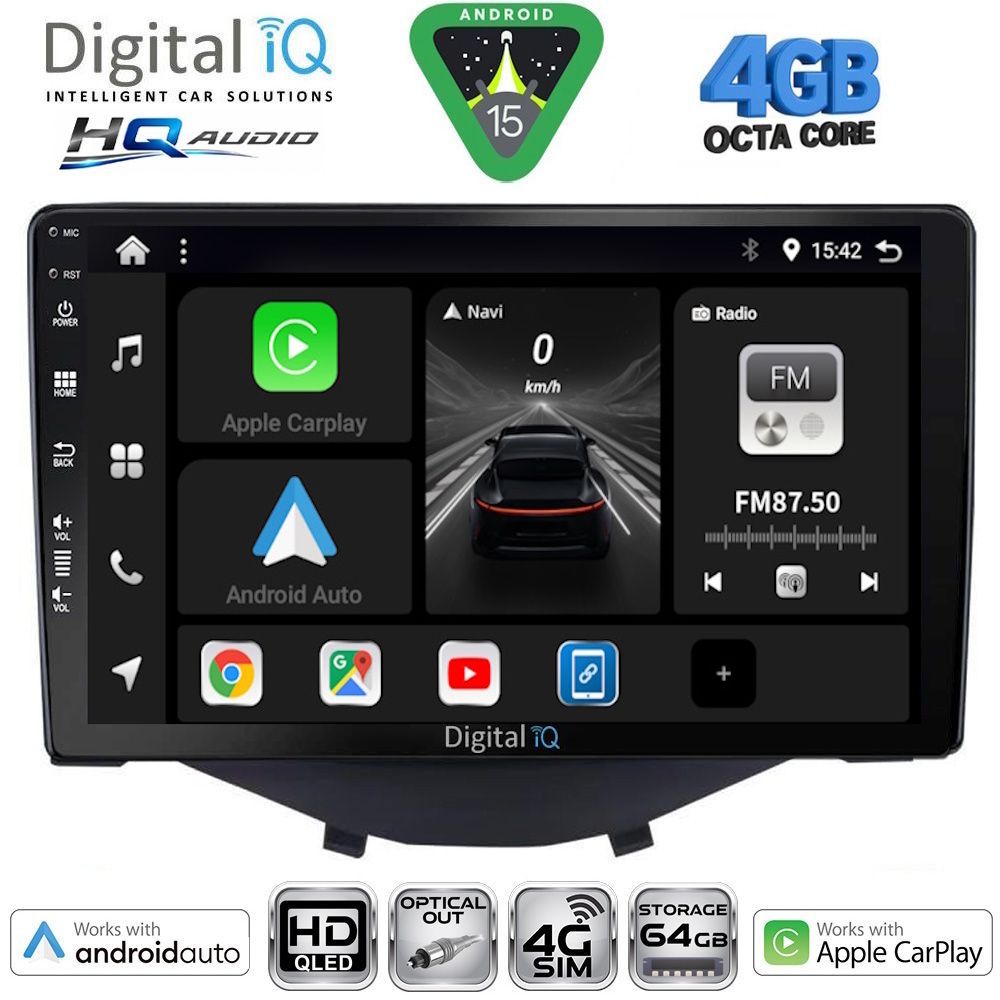 DIGITAL IQ BXK 19715_CPAA CLIMA-A/C (9inc) MULTIMEDIA TABLET for CITROEN C1-PEUGEOT 108-TOYOTA AYGO mod. 2014-2022