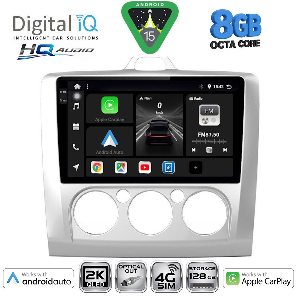 DIGITAL IQ BXK 20156SL_CPAA A/C (9inc) MULTIMEDIA TABLET for FORD FOCUS mod. 2005-2012 (SILVER)