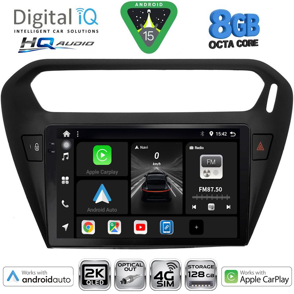 DIGITAL IQ BXK 20511BL_CPAA (9inc) MULTIMEDIA TABLET for CITROEN ELYSEE – PEUGEOT 301 mod. 2013-2026 (BLACK)