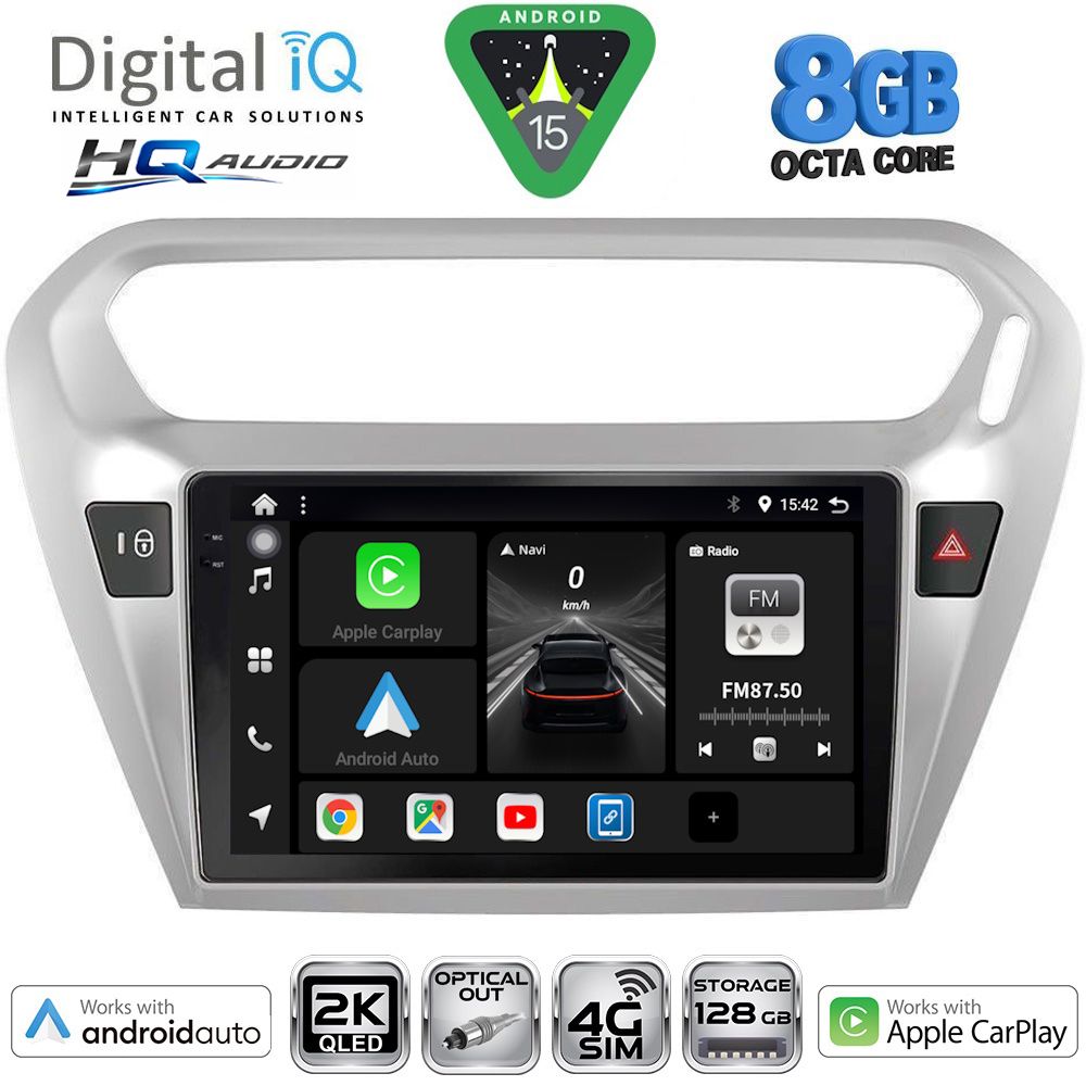 DIGITAL IQ BXK 20511SL_CPAA (9inc) MULTIMEDIA TABLET for CITROEN ELYSEE – PEUGEOT 301 mod. 2013-2026 (SILVER)