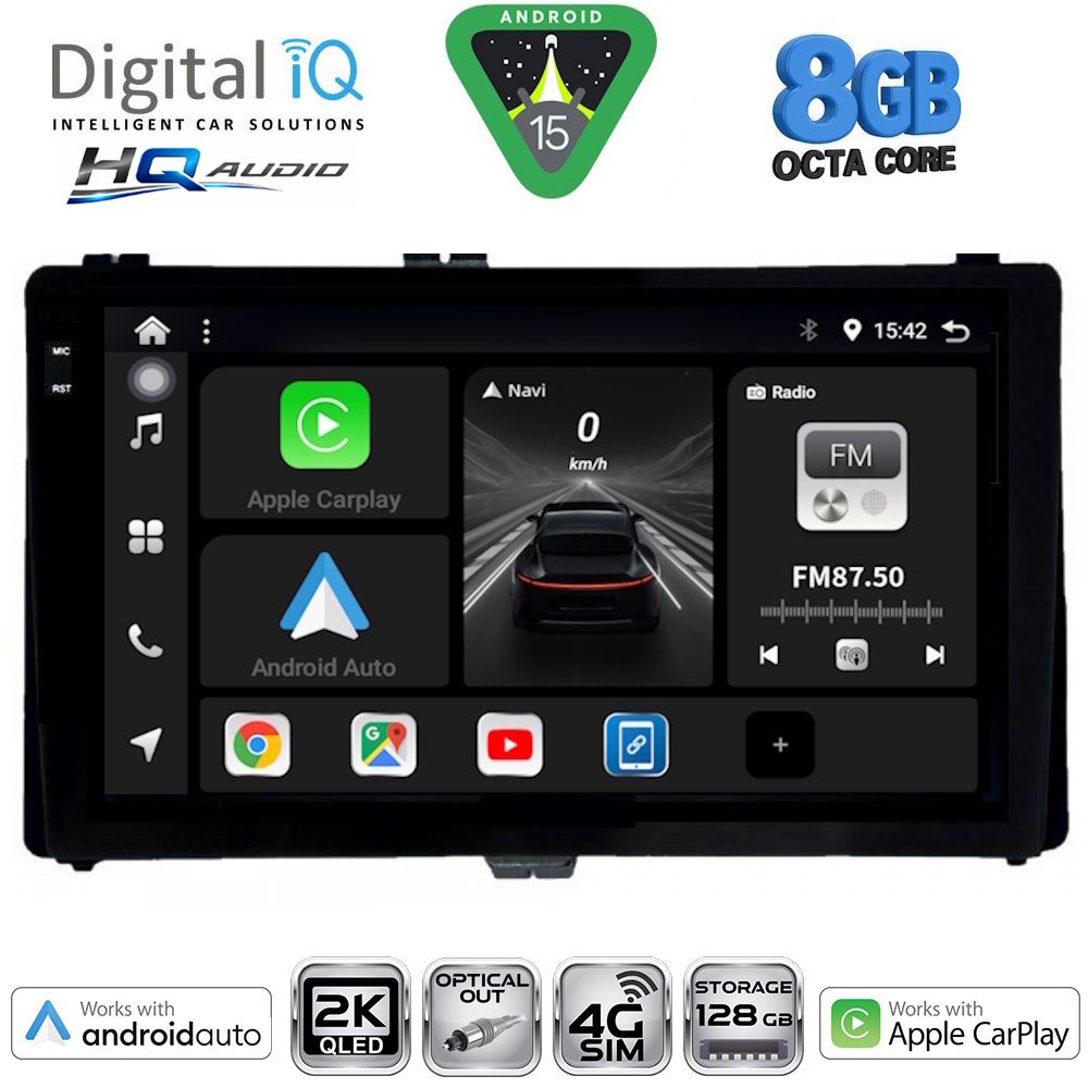 DIGITAL IQ BXK 20703_CPAA (9inc) MULTIMEDIA TABLET for TOYOTA AURIS mod. 2015-2021 – AYGO X mod. 2022-2026 – COROLLA mod. 2017-2019