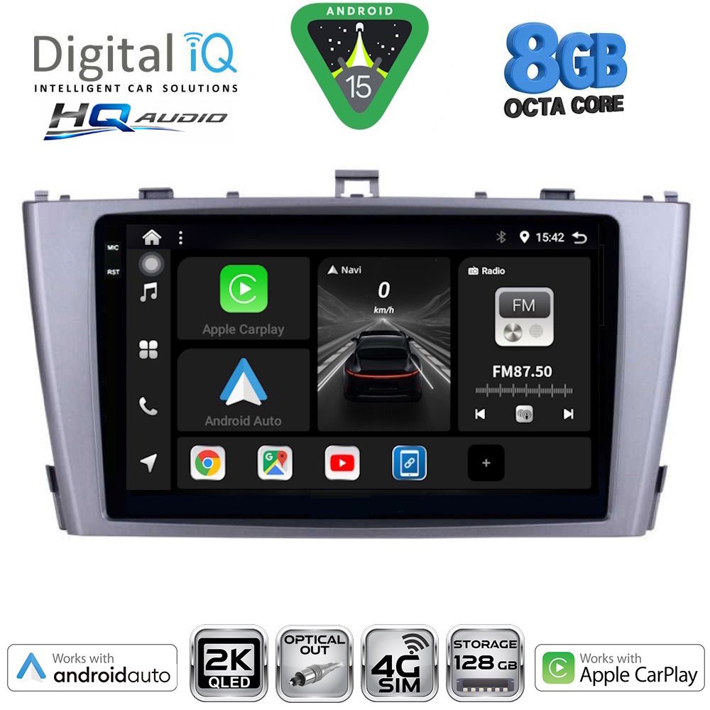 DIGITAL IQ BXK 20705SL_CPAA (9inc) MULTIMEDIA TABLET for TOYOTA AVENSIS (T27) mod. 2009-2015 (SILVER)
