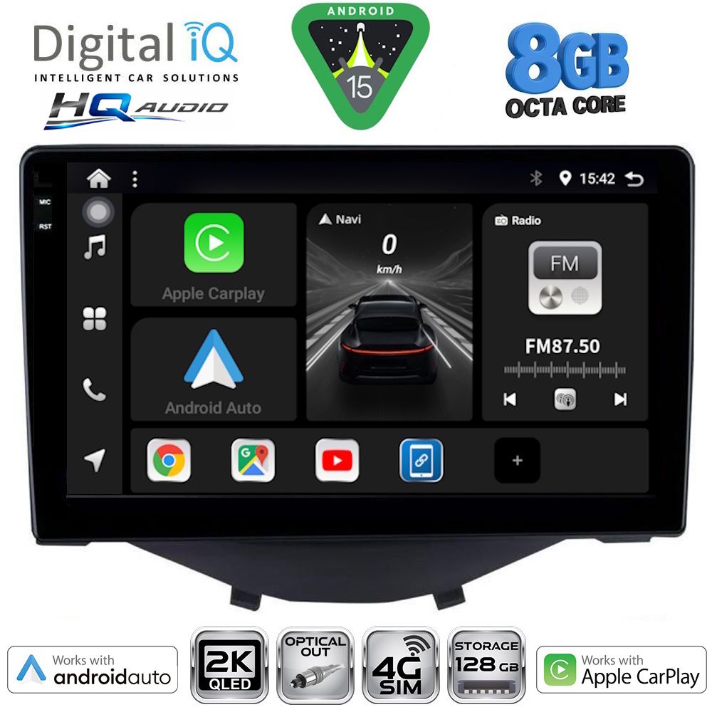 DIGITAL IQ BXK 20715_CPAA CLIMA-A/C (9inc) MULTIMEDIA TABLET for CITROEN C1-PEUGEOT 108-TOYOTA AYGO mod. 2014-2022