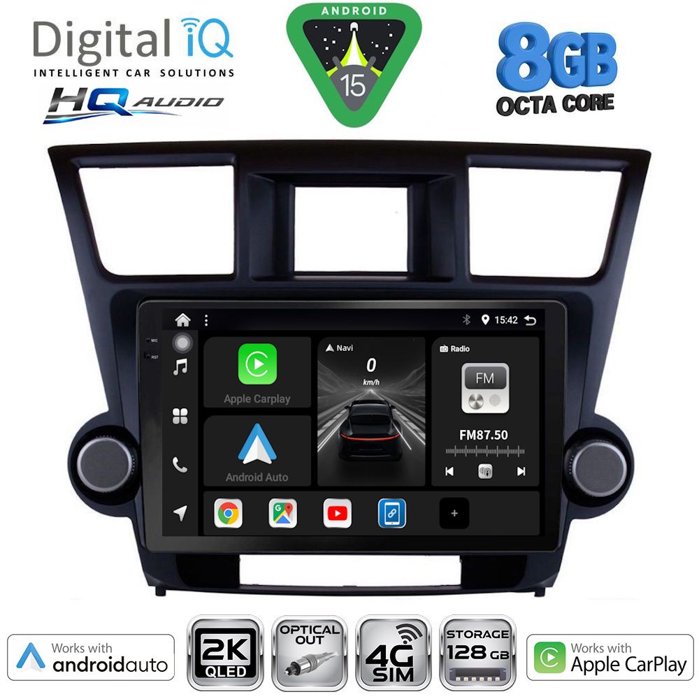 DIGITAL IQ BXK 20719_CPAA (10inc) MULTIMEDIA TABLET for TOYOTA HIGHLANDER mod. 2008-2015