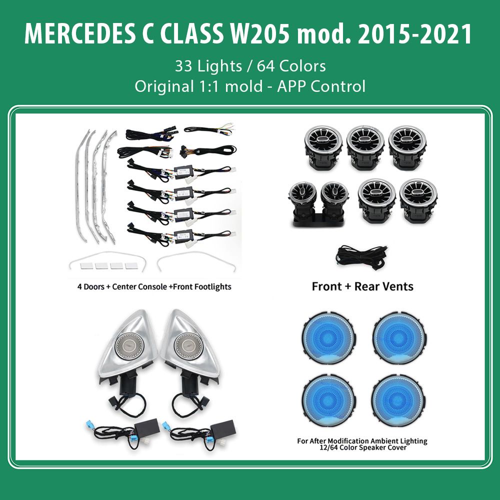 DIQ AMBIENT 8161 DCL - BENZ C (W205) (Digital iQ Ambient Light for Mercedes C (W205) mod. 2015-2021 with 33 Lights)