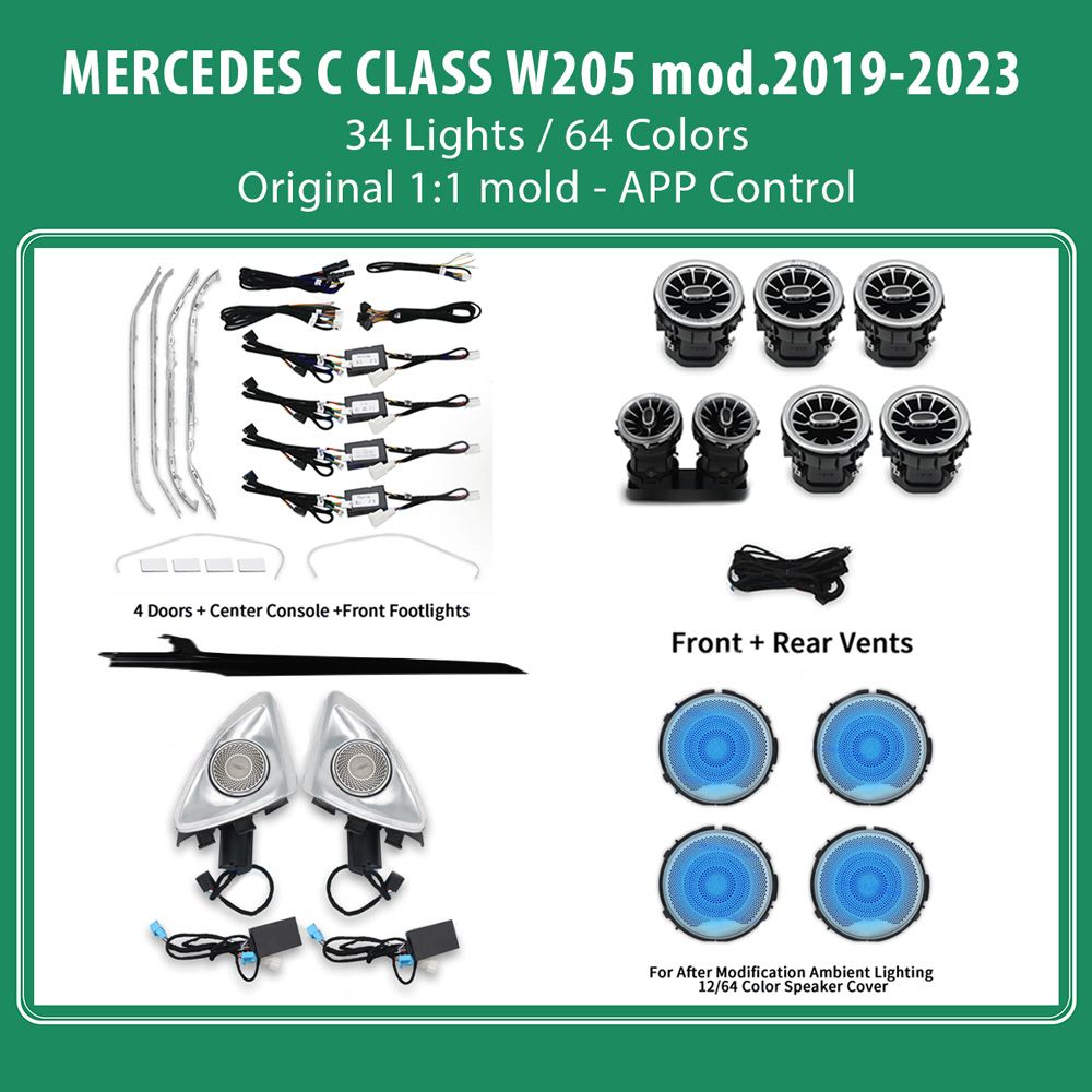 DIQ AMBIENT 8161 DCP2 (FK) - BENZ C (W205) (Digital iQ Ambient Light for Mercedes C (W205) mod. 2015-2021 with 34 Lights FULLKIT)