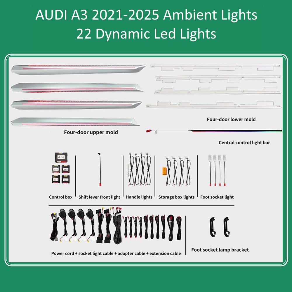 DIQ AMBIENT AUDI A3 (8Y) DYN mod. 2021-2026 (Digital iQ Ambient Light for Audi A3 (8Y) mod. 2021-2026 with 22 Lights)