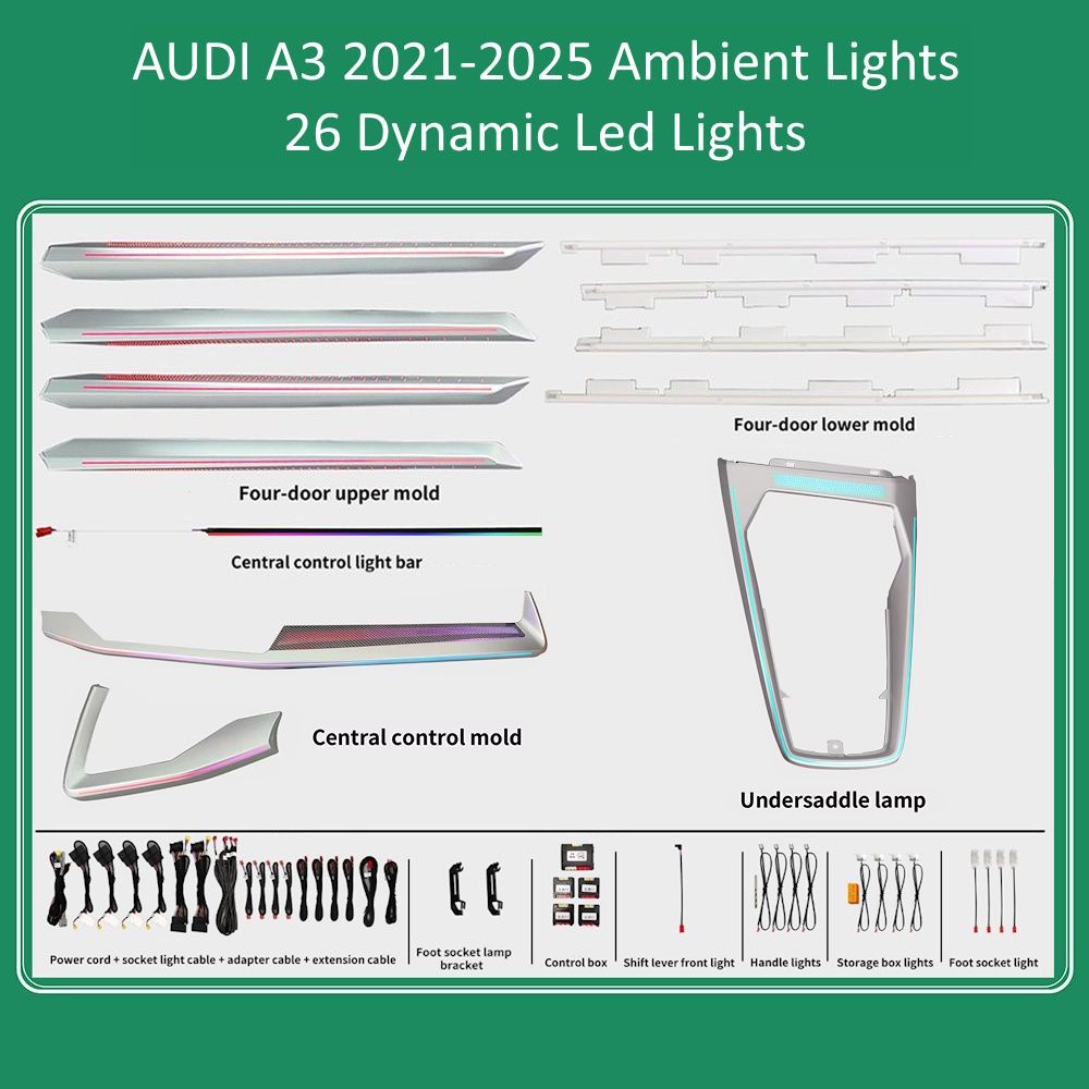 DIQ AMBIENT AUDI A3 (8Y) DYN FK mod. 2021-2026 (Digital iQ Ambient Light for Audi A3 (8Y) mod. 2021-2026 with 26 Lights - FULLKIT)