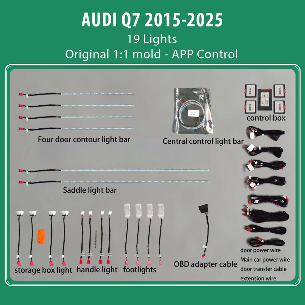 DIQ AMBIENT AUDI Q7 (4M) mod. 2015-2025 (Digital iQ Ambient Light for Audi Q7 mod. 2015-2025 with 19 Lights)