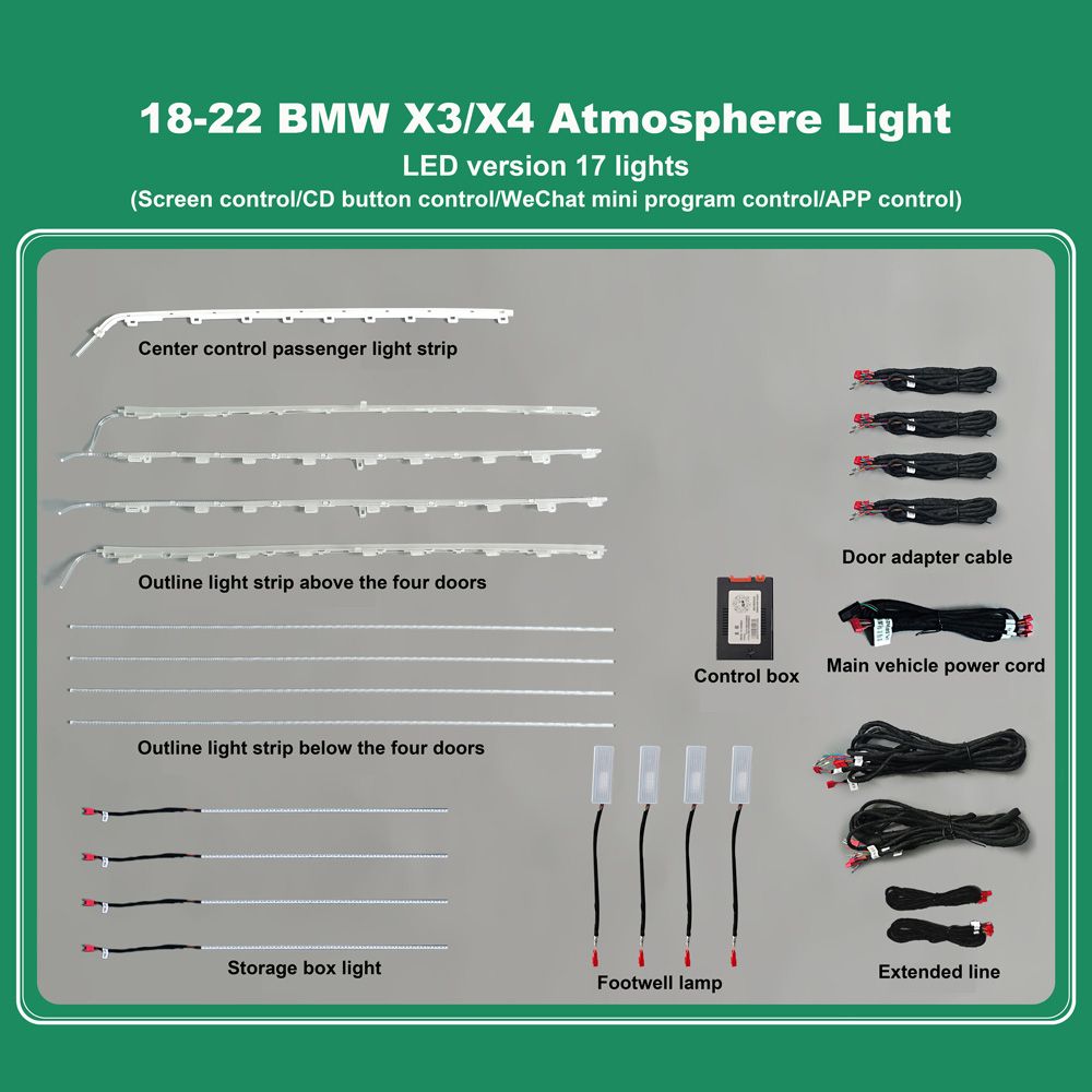 DIQ AMBIENT BMW X3-X4 (G01) mod. 2018> (Digital iQ Ambient Light for BMW X3 - X4 mod. 2018> with 17 Lights