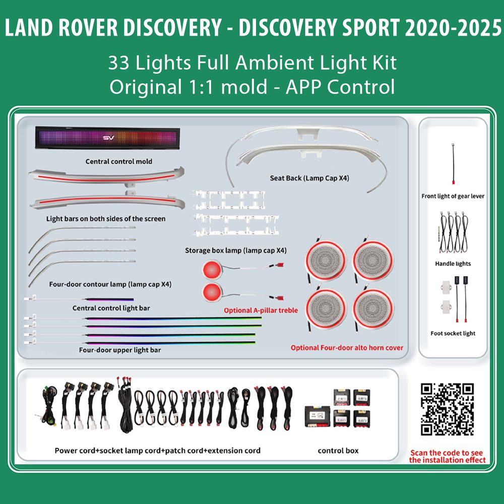 DiQ AMBIENT LAND ROVER DISCOVERY LRDS19FK (Digital iQ Ambient Light for LAND ROVER DISCOVERY - DISCOVERY SPORT mod. 2020-2025 with 33 Lights