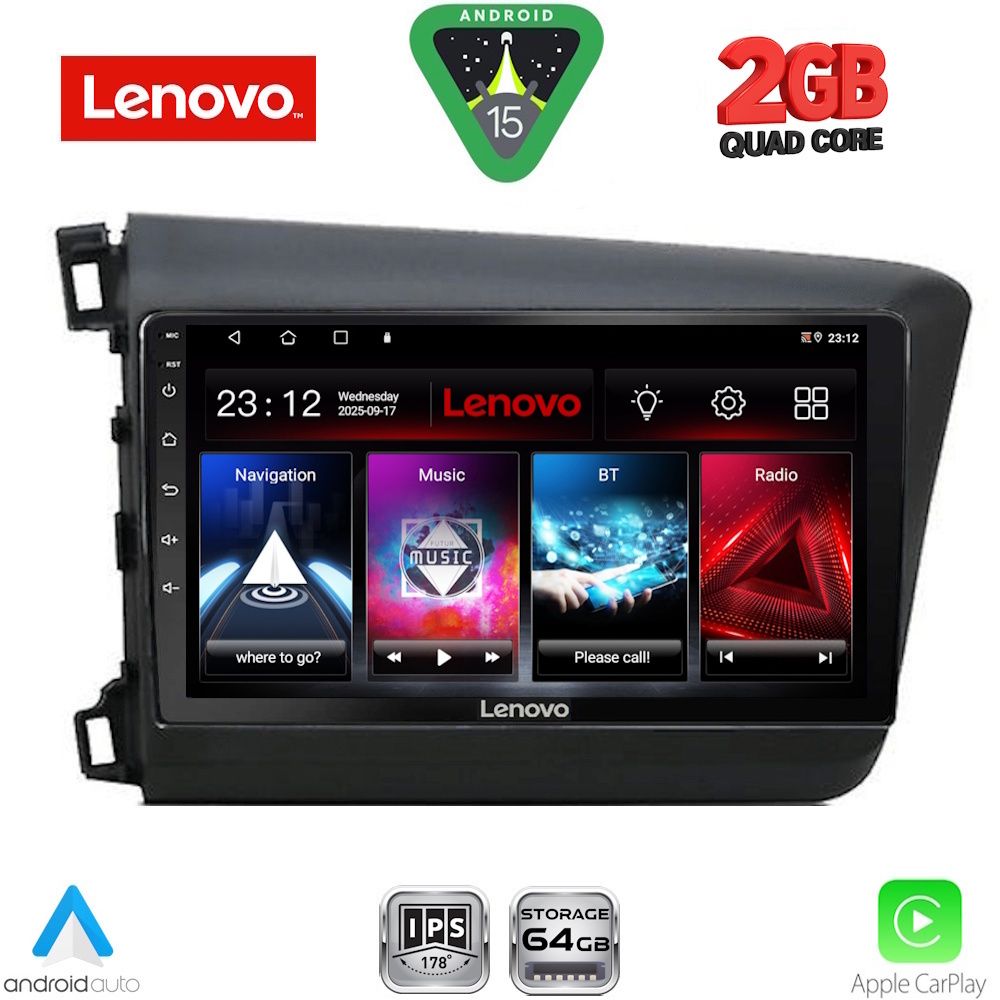 LENOVO LVD 21904D_CPA (9inc) MULTIMEDIA TABLET for HONDA CIVIC 4Doors mod. 2012-2016