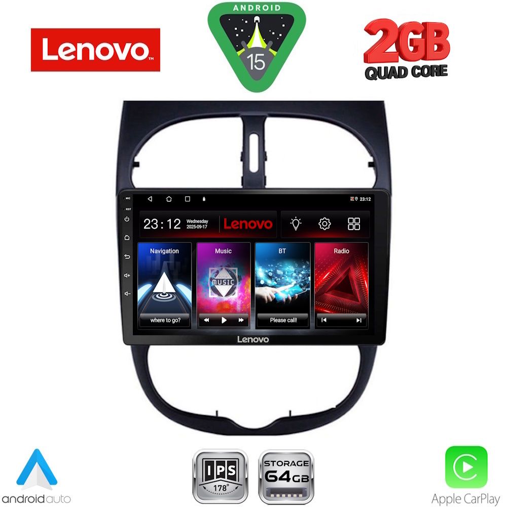 LENOVO LVD 2506_CPA (9inc) MULTIMEDIA TABLET for PEUGEOT 206 mod. 1998-2006