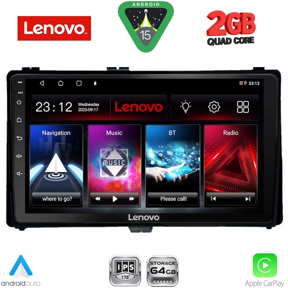 LENOVO LVD 2703_CPA (9inc) MULTIMEDIA TABLET for TOYOTA AURIS mod. 2015-2021 – AYGO X mod. 2022-2026 – COROLLA mod. 2017-2019