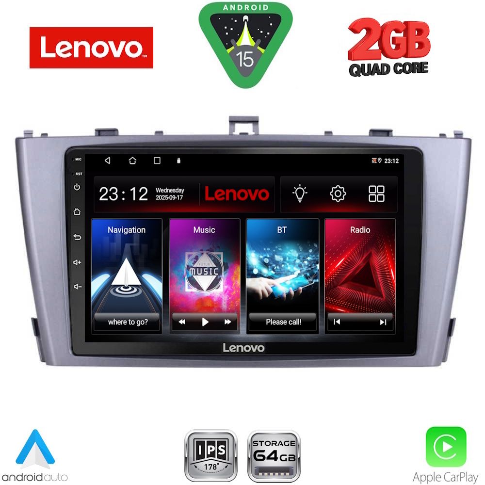 LENOVO LVD 2705SL_CPA (9inc) MULTIMEDIA TABLET for TOYOTA AVENSIS (T27) mod. 2009-2015 (SILVER)