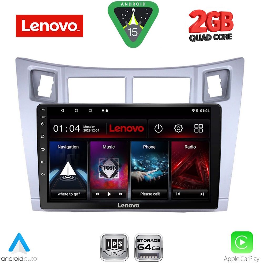 LENOVO LVD 2736SL_CPAA (9inc) MULTIMEDIA TABLET for TOYOTA YARIS mod. 2006-2011 (SILVER)