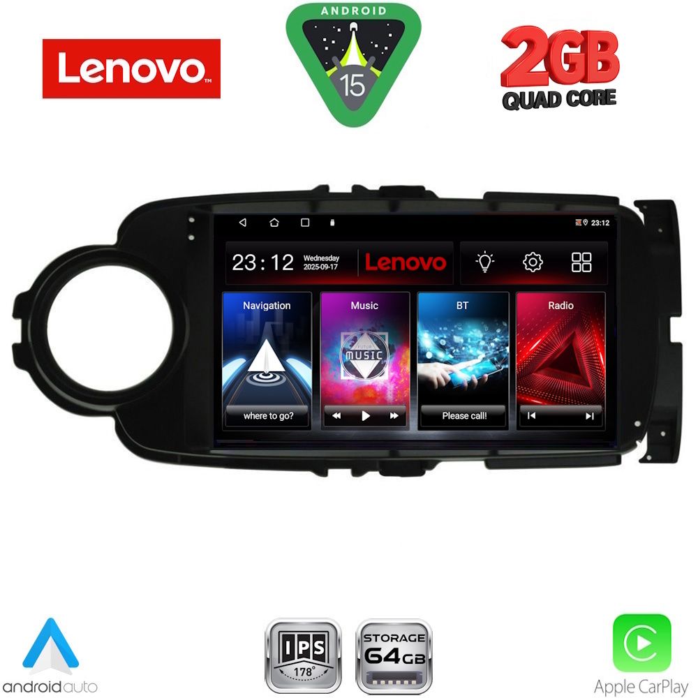 LENOVO LVD 2737BL_CPA (9inc) MULTIMEDIA TABLET for TOYOTA YARIS mod. 2011-2015 (BLACK)