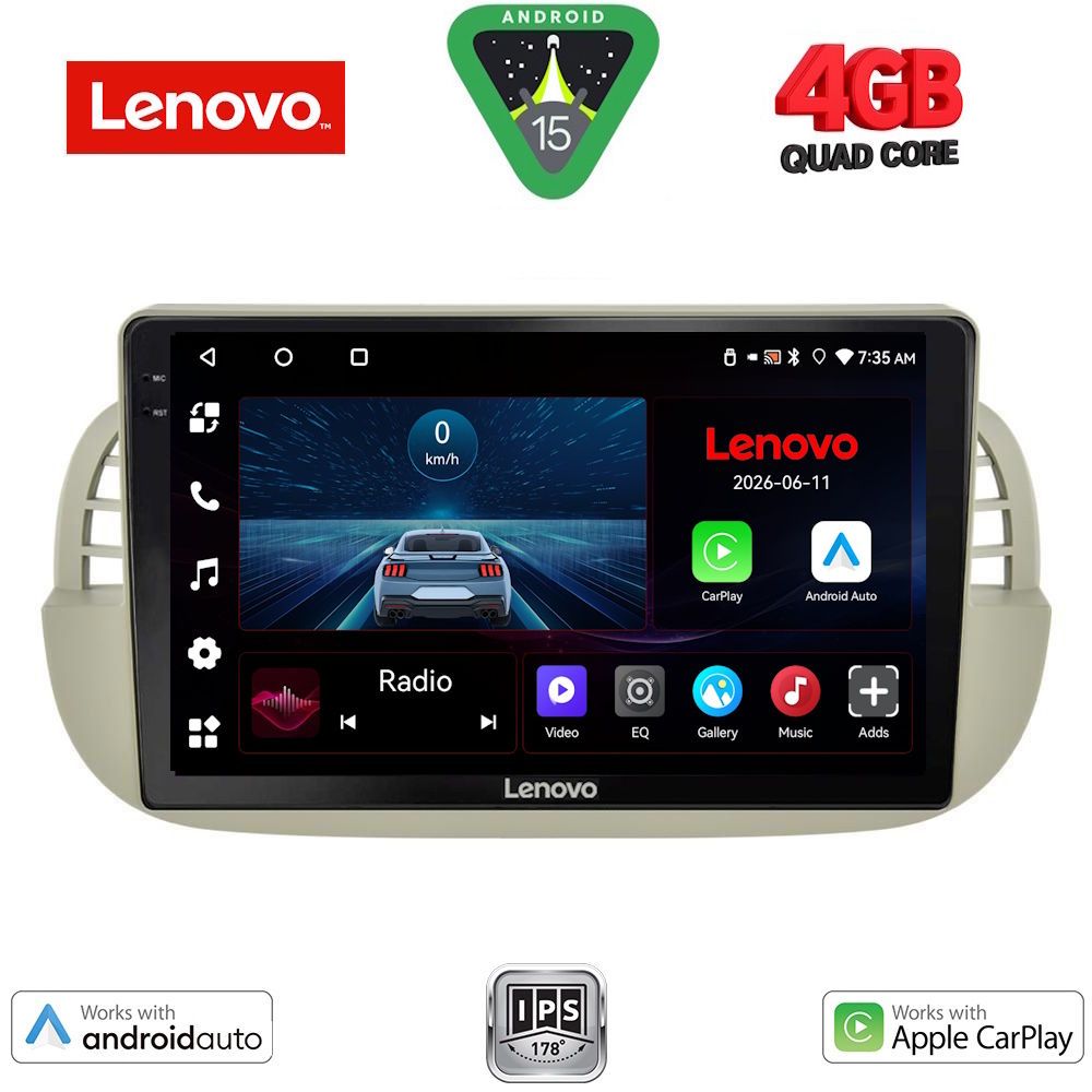 LENOVO LVE 8130BG_CPAA (9inc) MULTIMEDIA TABLET for FIAT 500 mod. 2007-2015 (BEIGE)