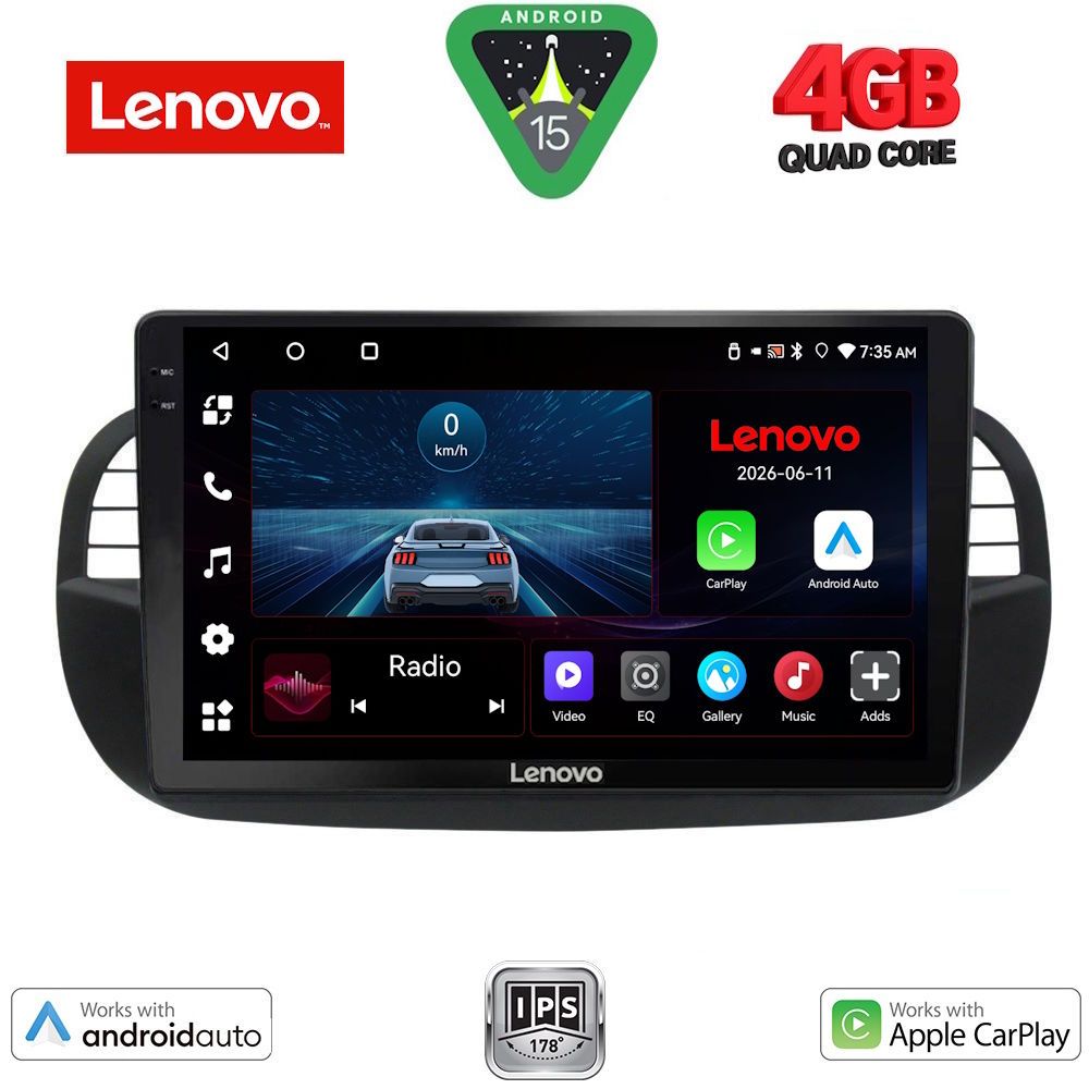 LENOVO LVE 8130BL_CPAA (9inc) MULTIMEDIA TABLET for FIAT 500 mod. 2007-2015 (BLACK)