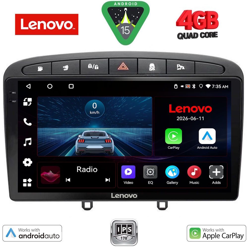 LENOVO LVE 8513BL_CPAA (9inc) MULTIMEDIA TABLET for PEUGEOT 308 mod.2007-2012 - RCZ mod.2009-2015 (BLACK)